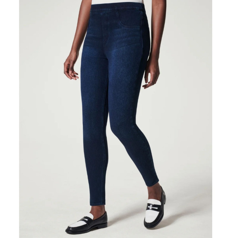 Spanx Jean-ish Leggings Womens Medium Blue Denim Pull On Skinny 20018R